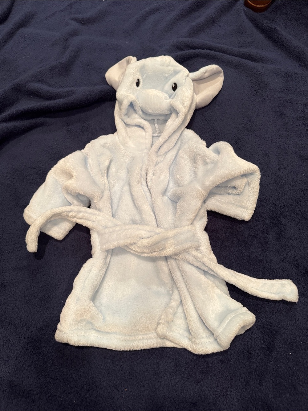 Plush Elephant Hooded Kids Bathrobe - Light Blue